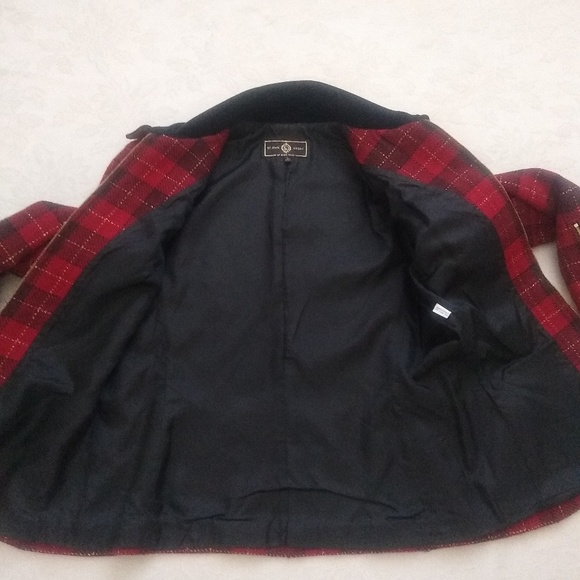 St John zip front red plaid tartan vintage velvet collar lady jacket - Picture 4 of 7